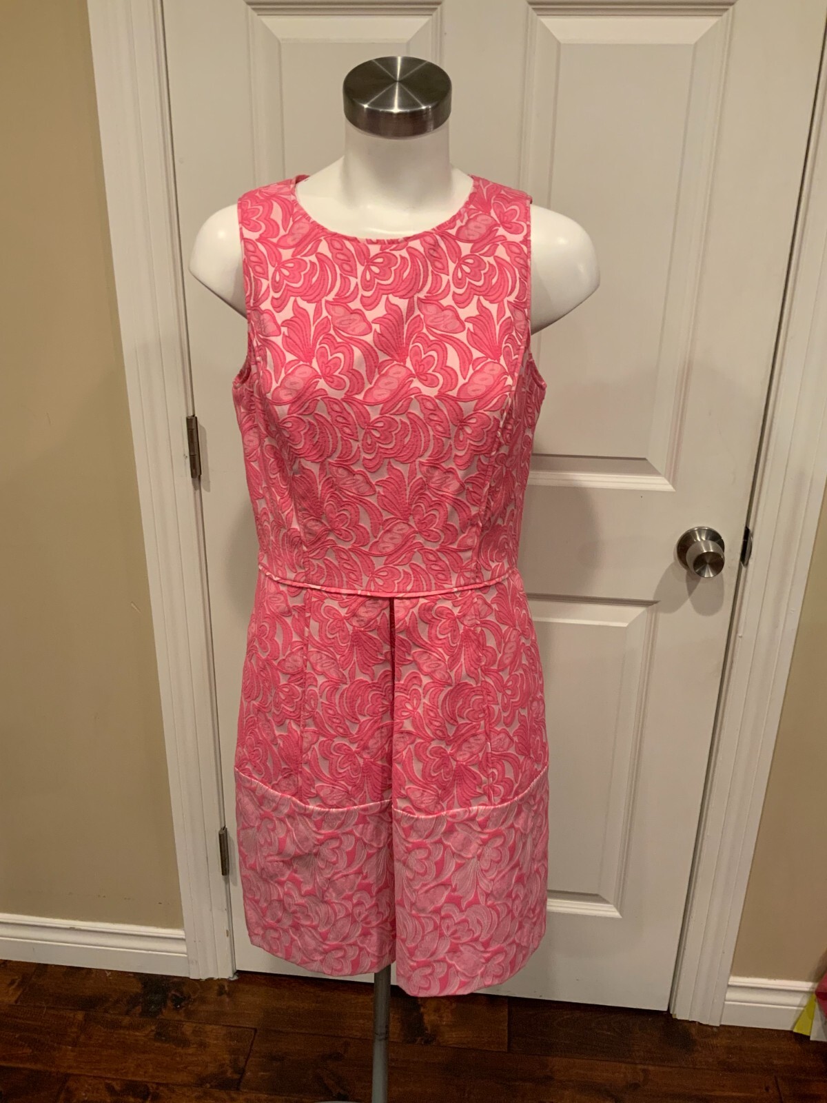 Cynthia Steffe Pink Floral Jacquard Fit & Flare Dress, Size 10