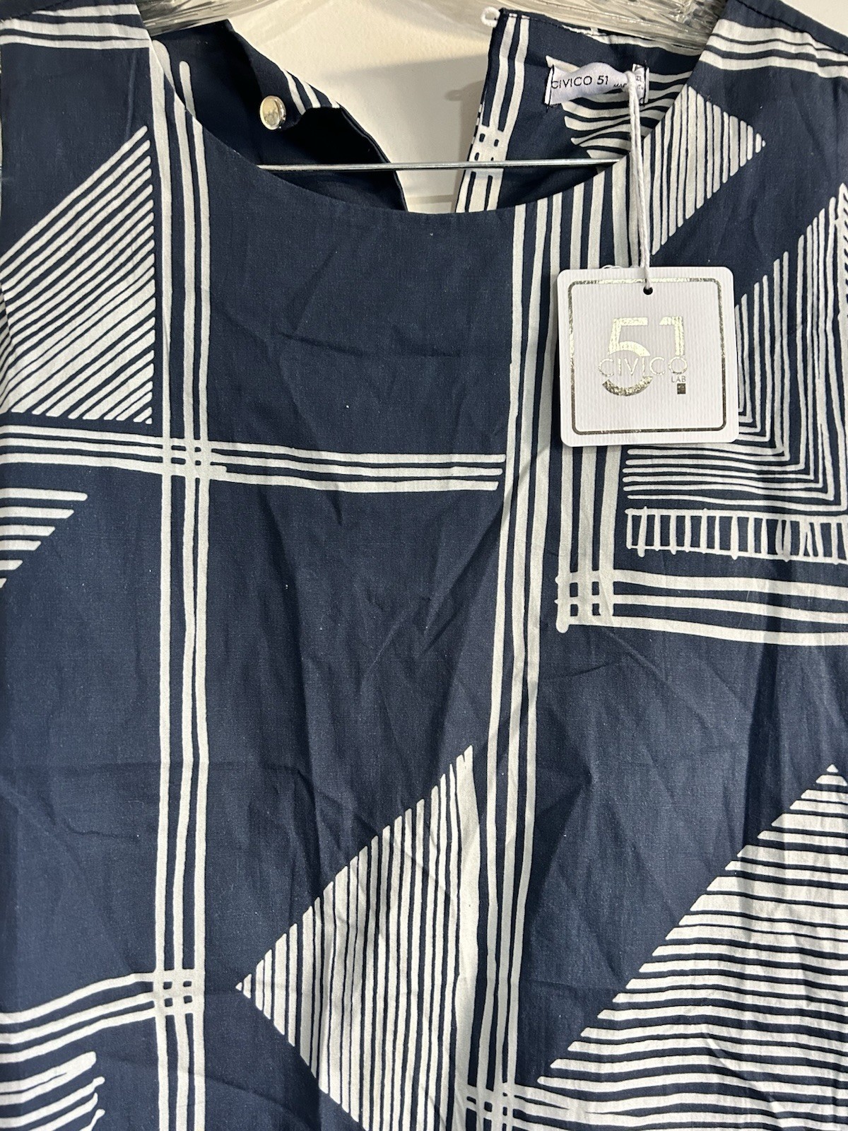 Civico 51 a Line Dress Made in Italy, Size Large, Cotton, Slvless New with tag