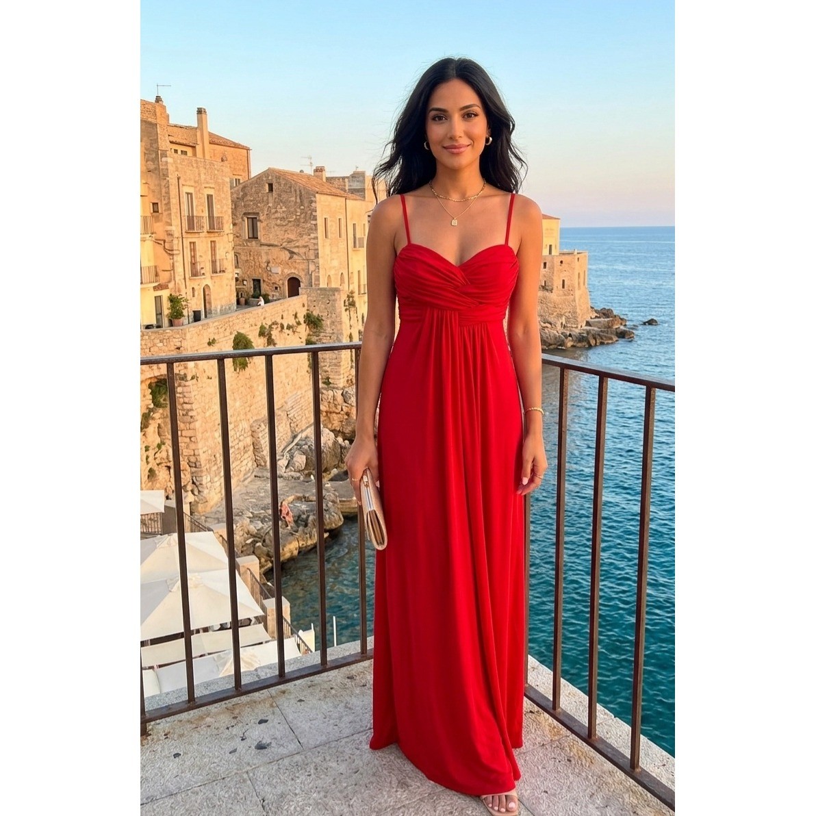 Laundry by Shelli Segal Red Ruched Sweetheart Maxi Dress Size 6 Evening Gown