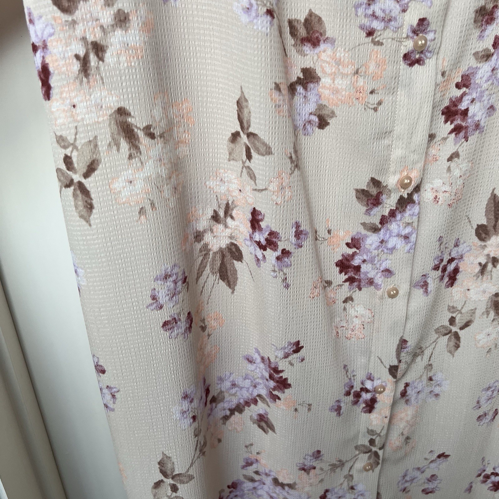 H&M Shirt Dress Women’s Large Pink Floral Button Up Maxi Mid Summer Long Sleeved