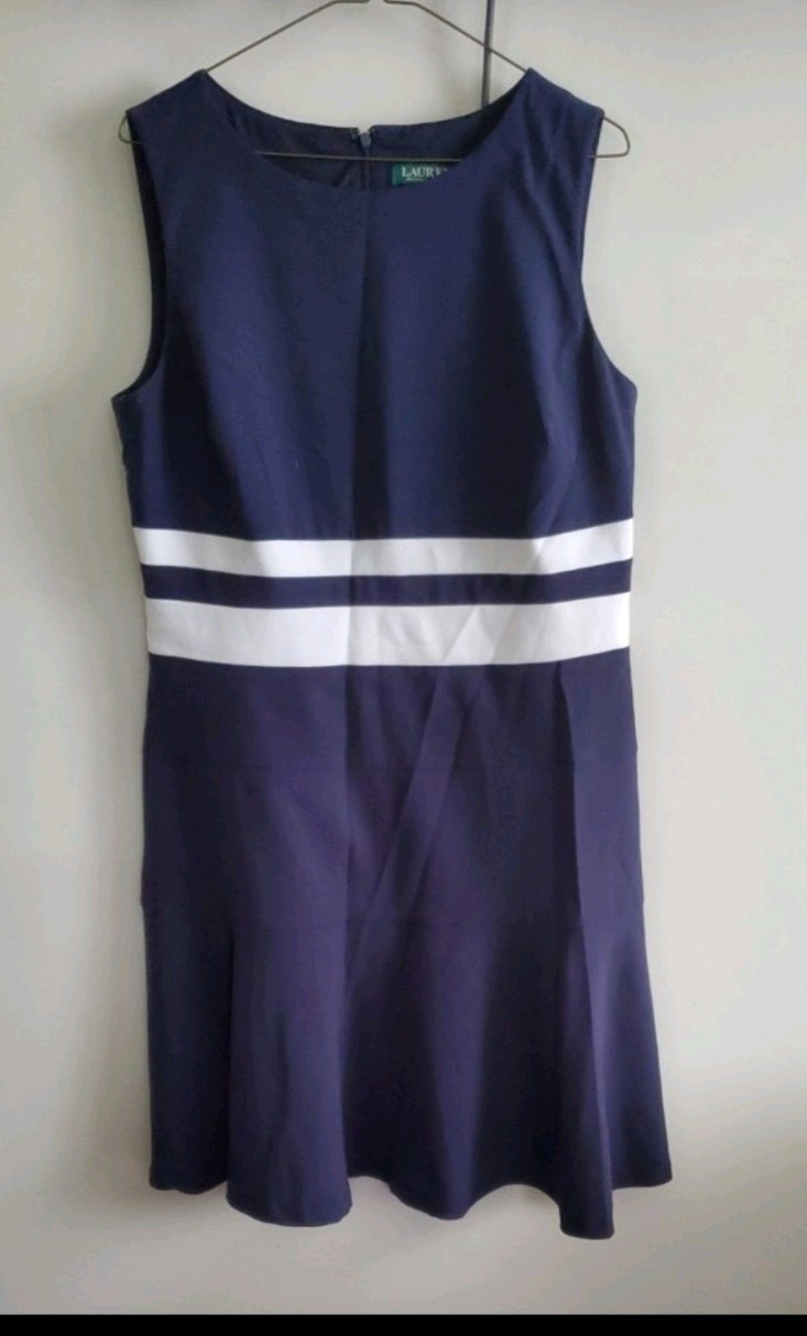 Ralph Lauren Women’s Dress Size 12 Navy/White