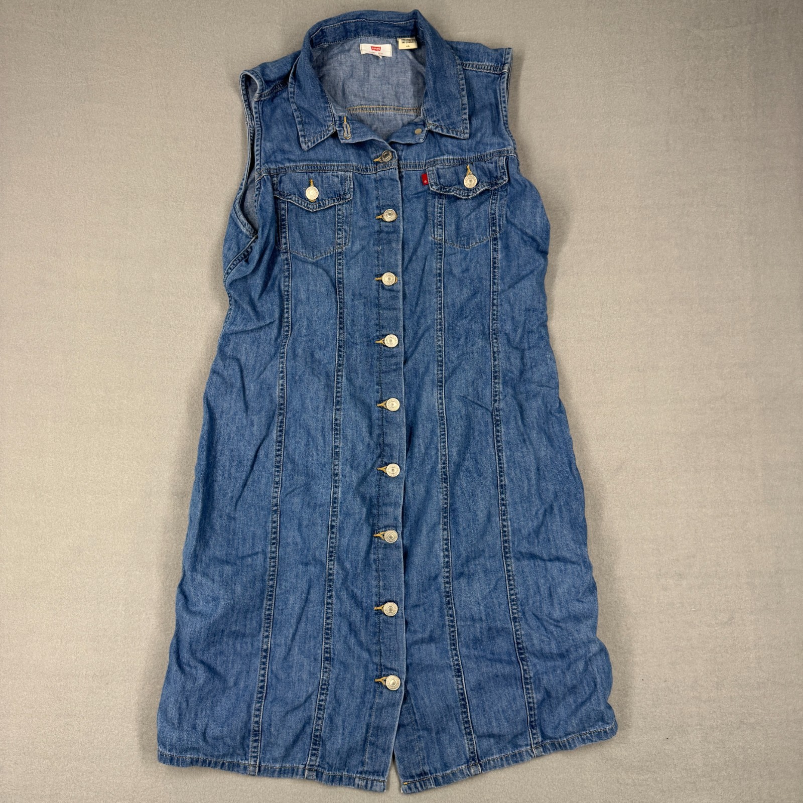 Levi’s Aubrey Women’s L Sleeveless Denim Dress Button Front Closure