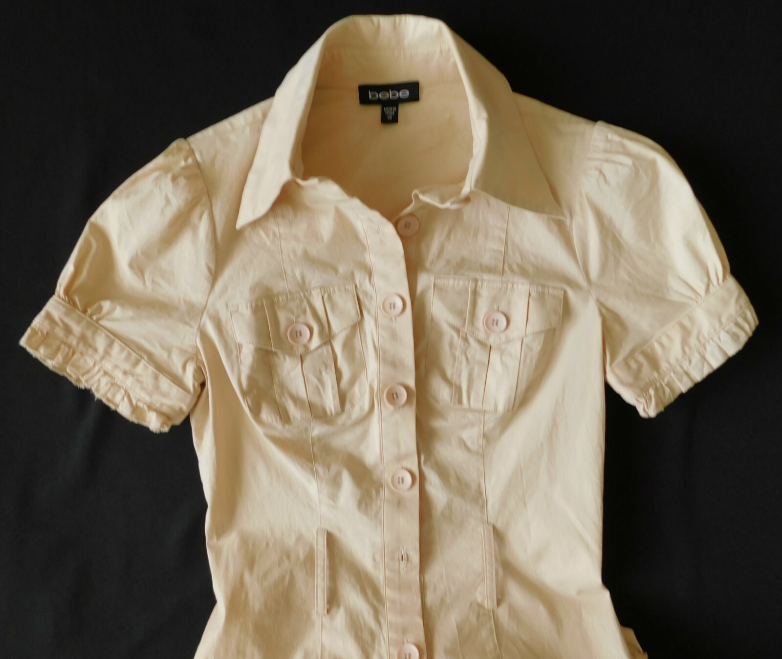 BEBE RUFFLE SAFARI SHIRT DRESS SIZE XS, UK 6-8