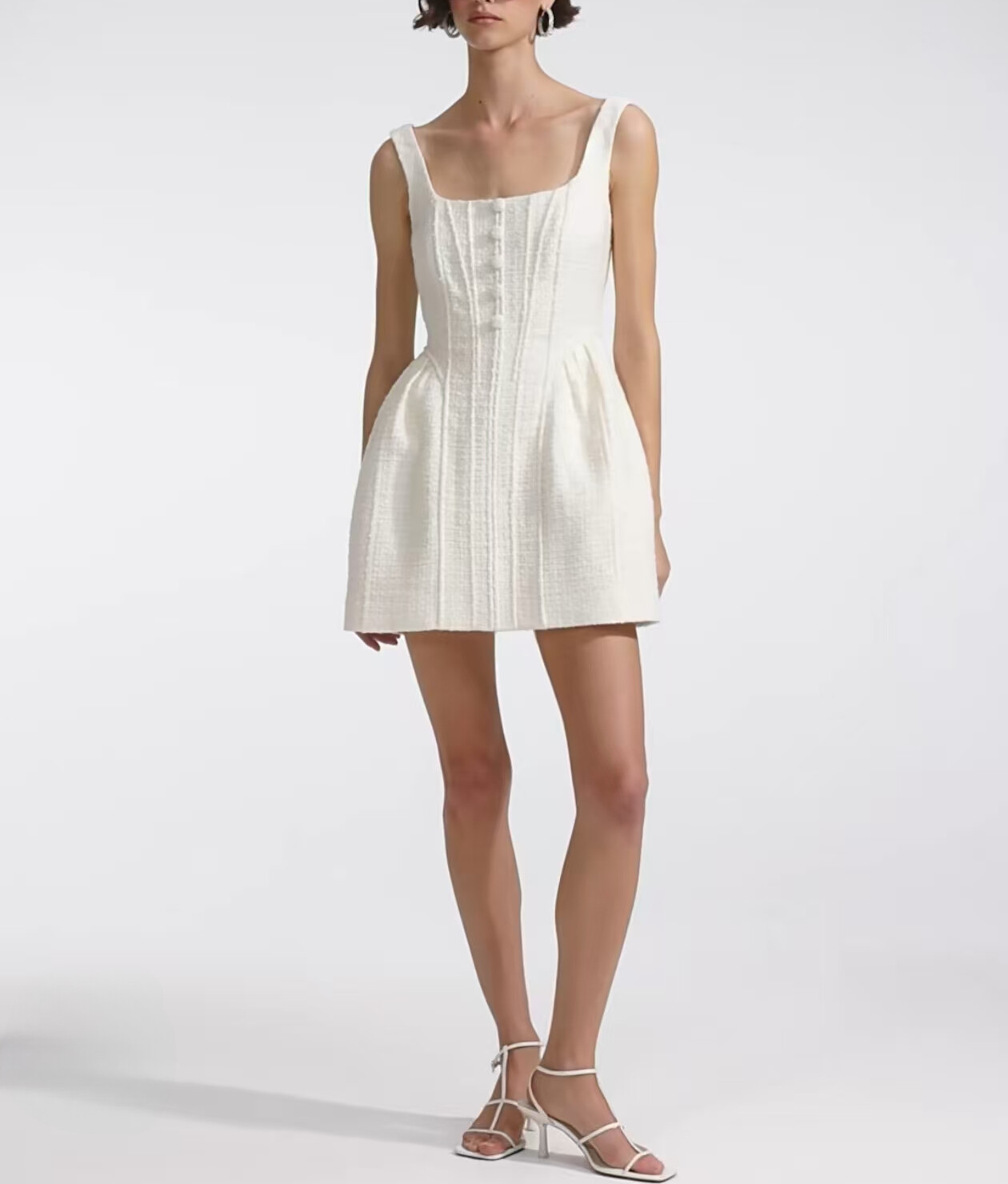 Self Portrait Women’s White Tweed Sleeveless Suspender Dress