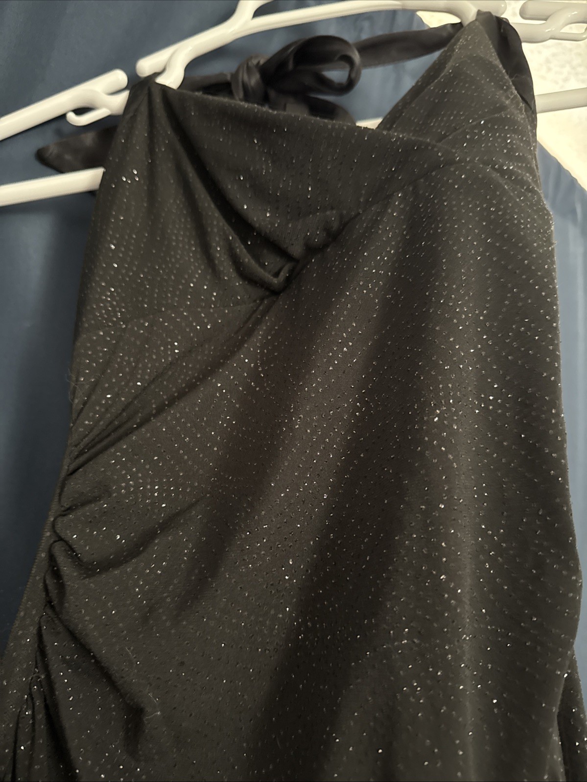 City Triangles Black Sparkly Sleeveless Halter Dress Medium Stretchy Long Party