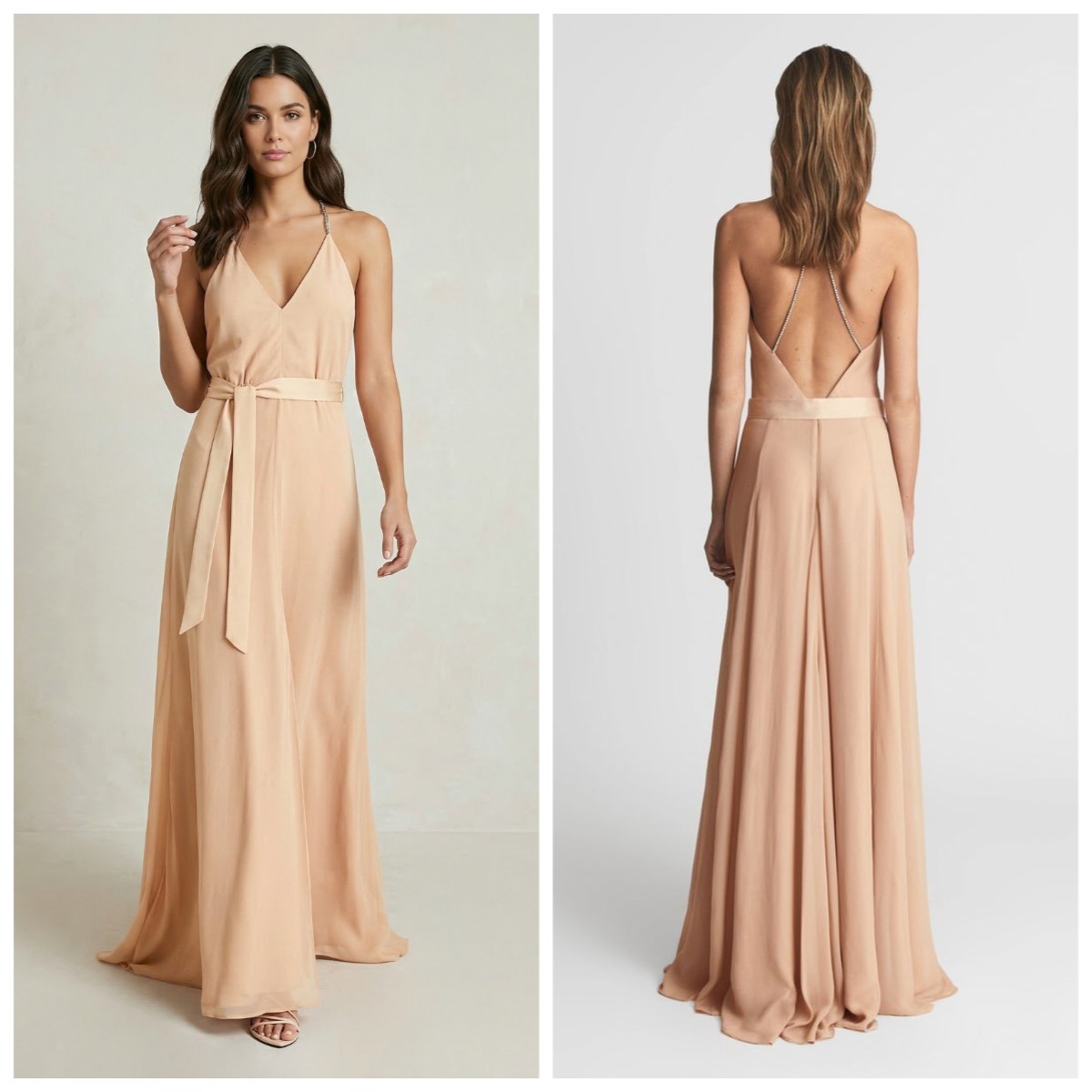 Elegant Nude Prom Ball Gown V-neck Backless Pleated Lace Up Tulle Evening Dress