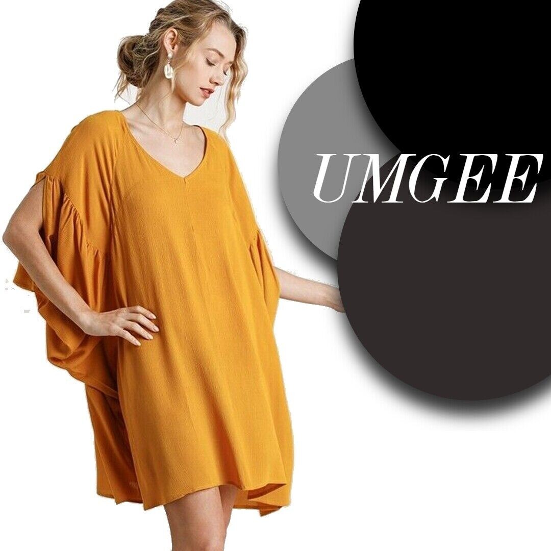 NEW OVERSIZE XL UMGEE Goldenrod Batwing Flowy comfy DRESS/TUNIC BHCS