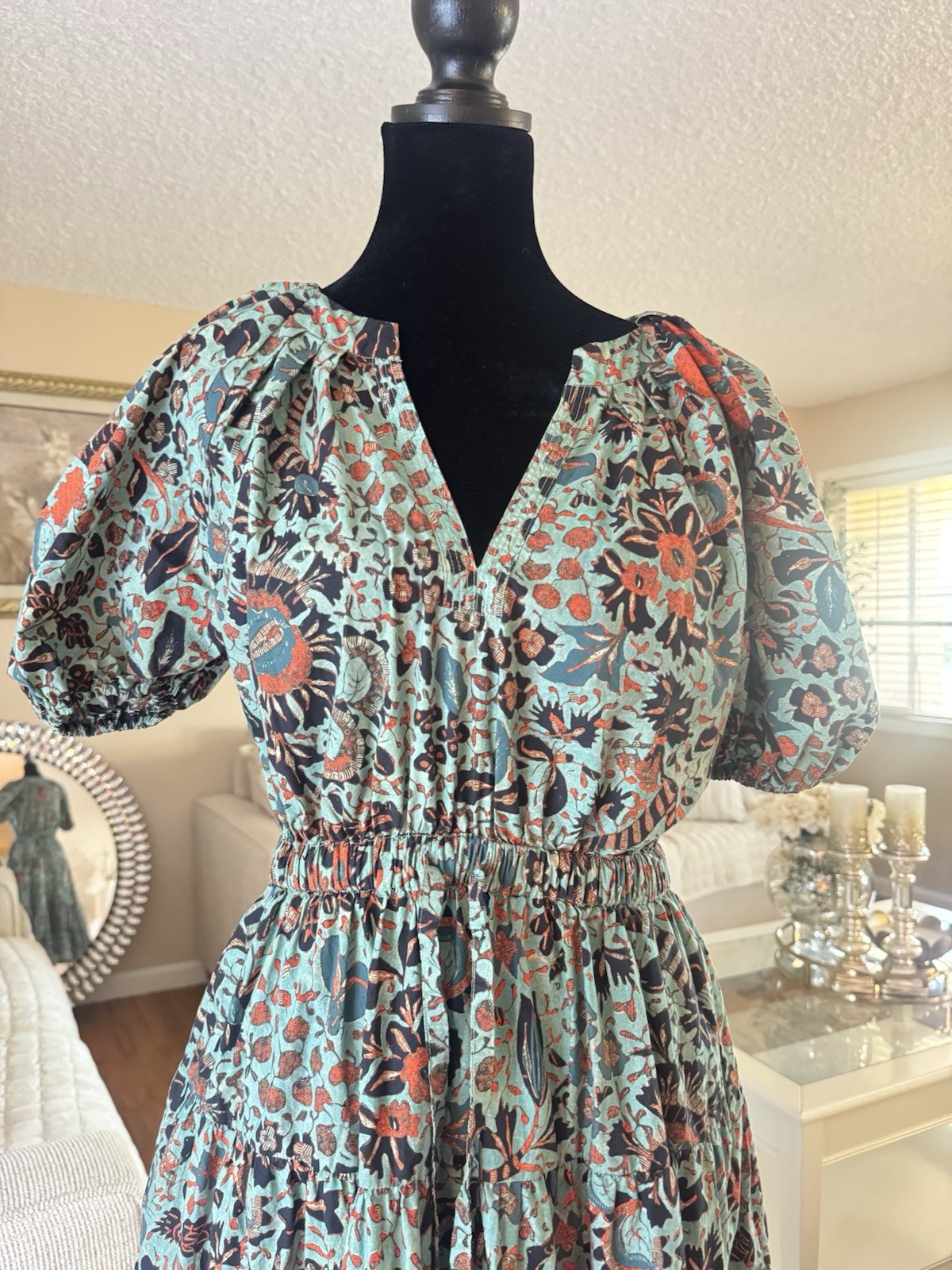 Ulla Johnson Olina Dress Size 8 | 100% Cotton Floral Poplin Midi Dress