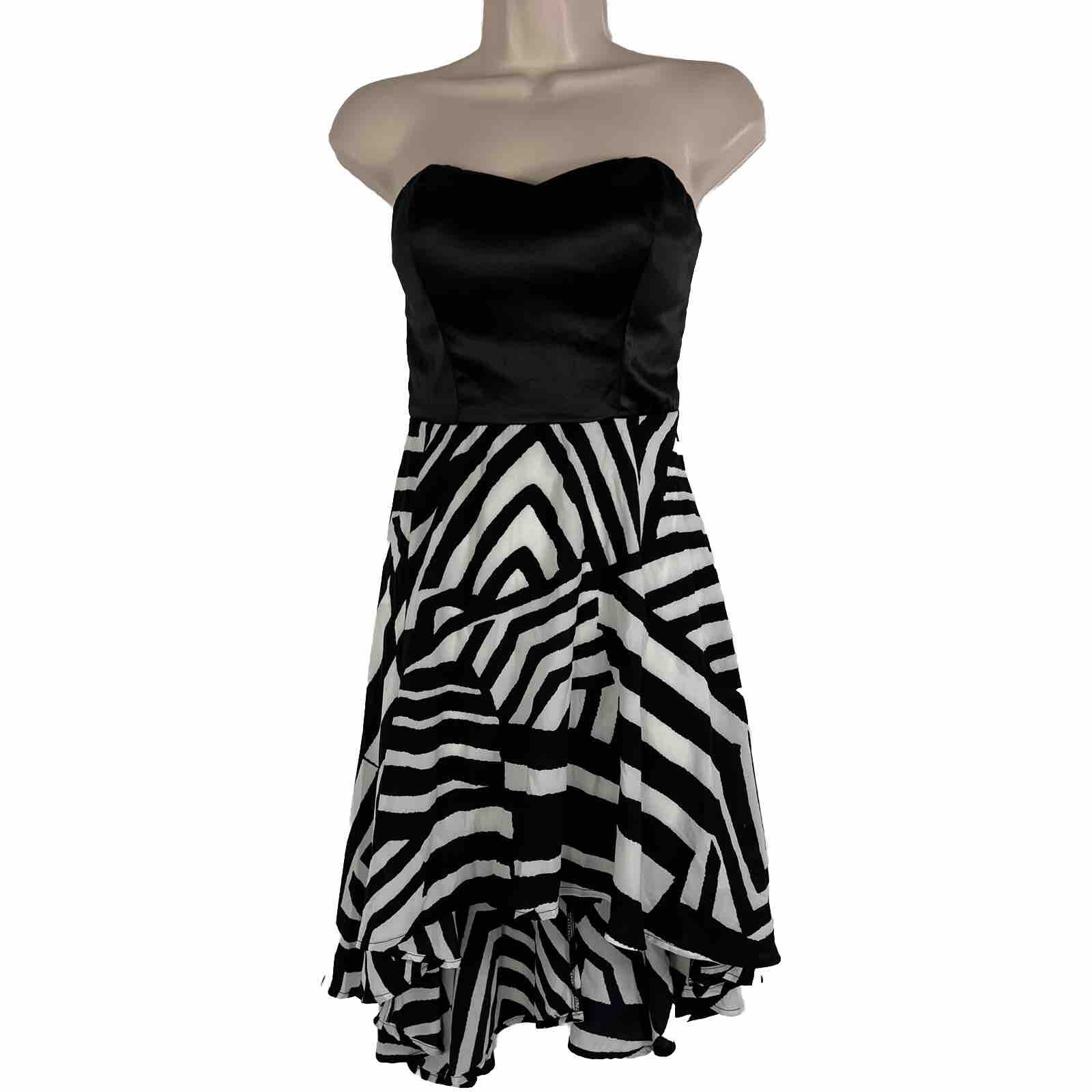 Charlotte Russe Cocktail Dress Women’s Small Strapless Above Knee Mini Zebra