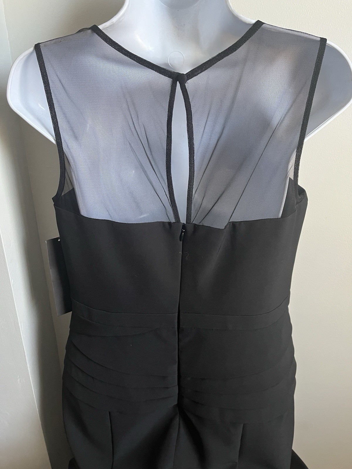 New Aidan Mattox Women’s Black Illusion Pleated Fit Flare Cocktail Dress Sz. 6