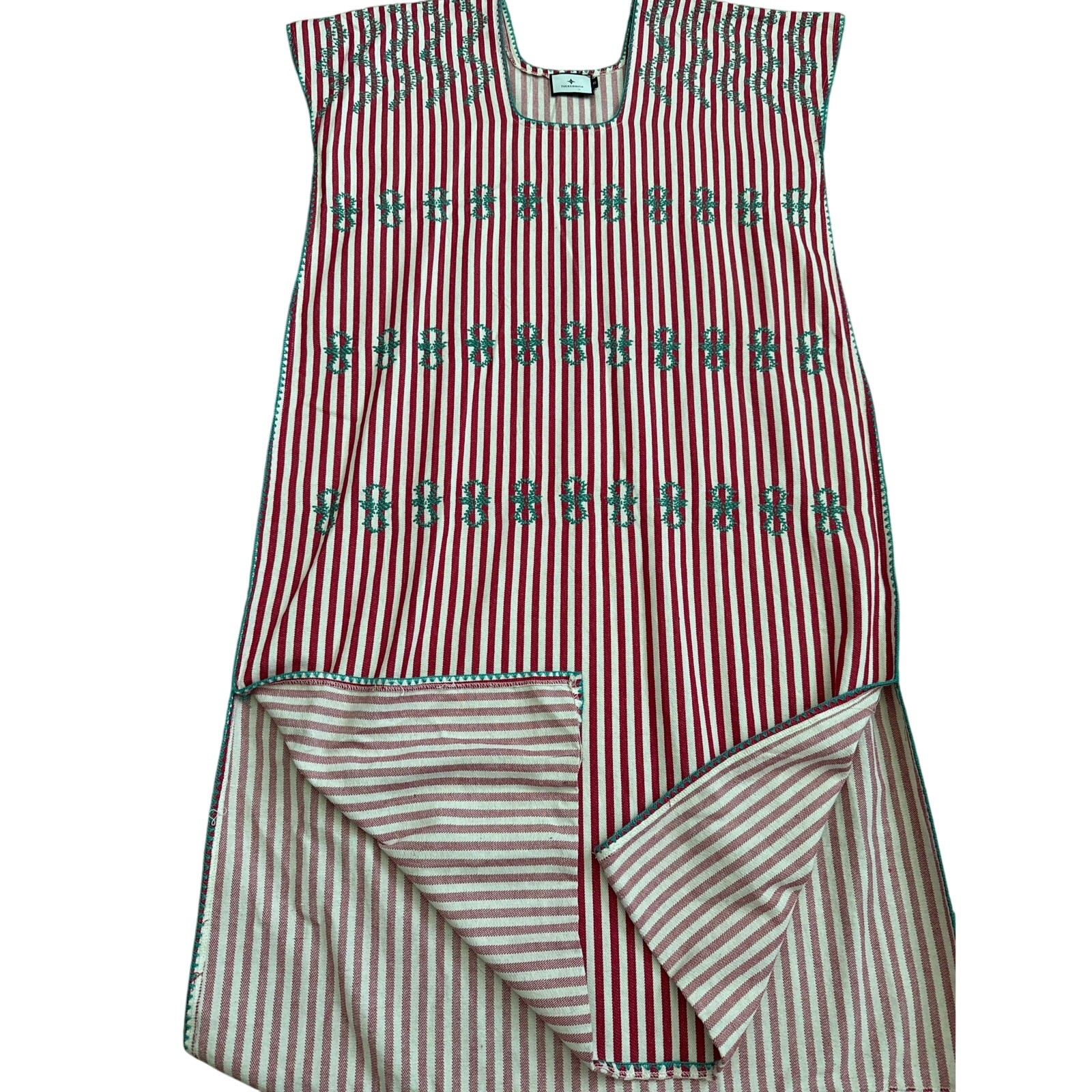 Tuckernuck Oversized Red Stripe Sullivan Embroidered Canvas Caftan Size XS
