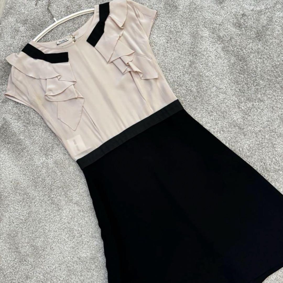 miumiu bicolor dress size 36 black pink length 33.4 inches