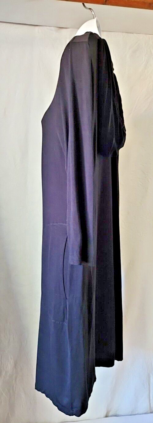 Jones New York Cover Up Dress Sz S Black Lightweight Jersey Hooded Pockets Swim