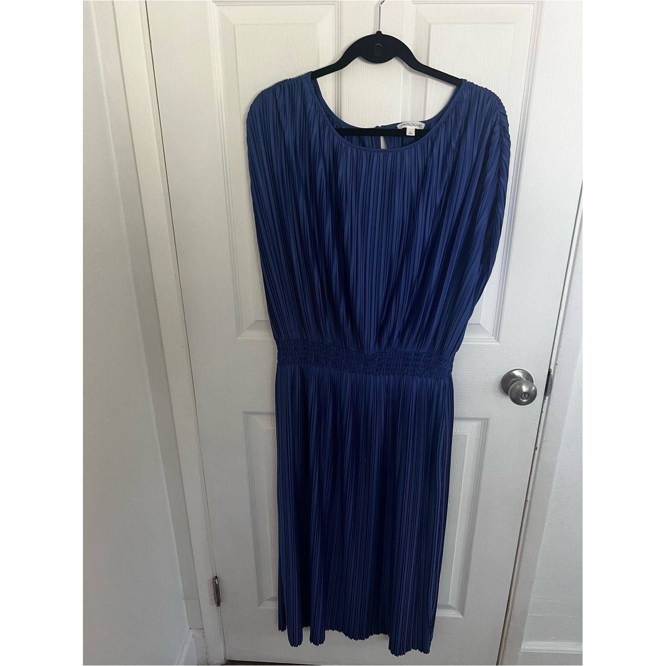 Prologue Navy Pleated Midi Dress