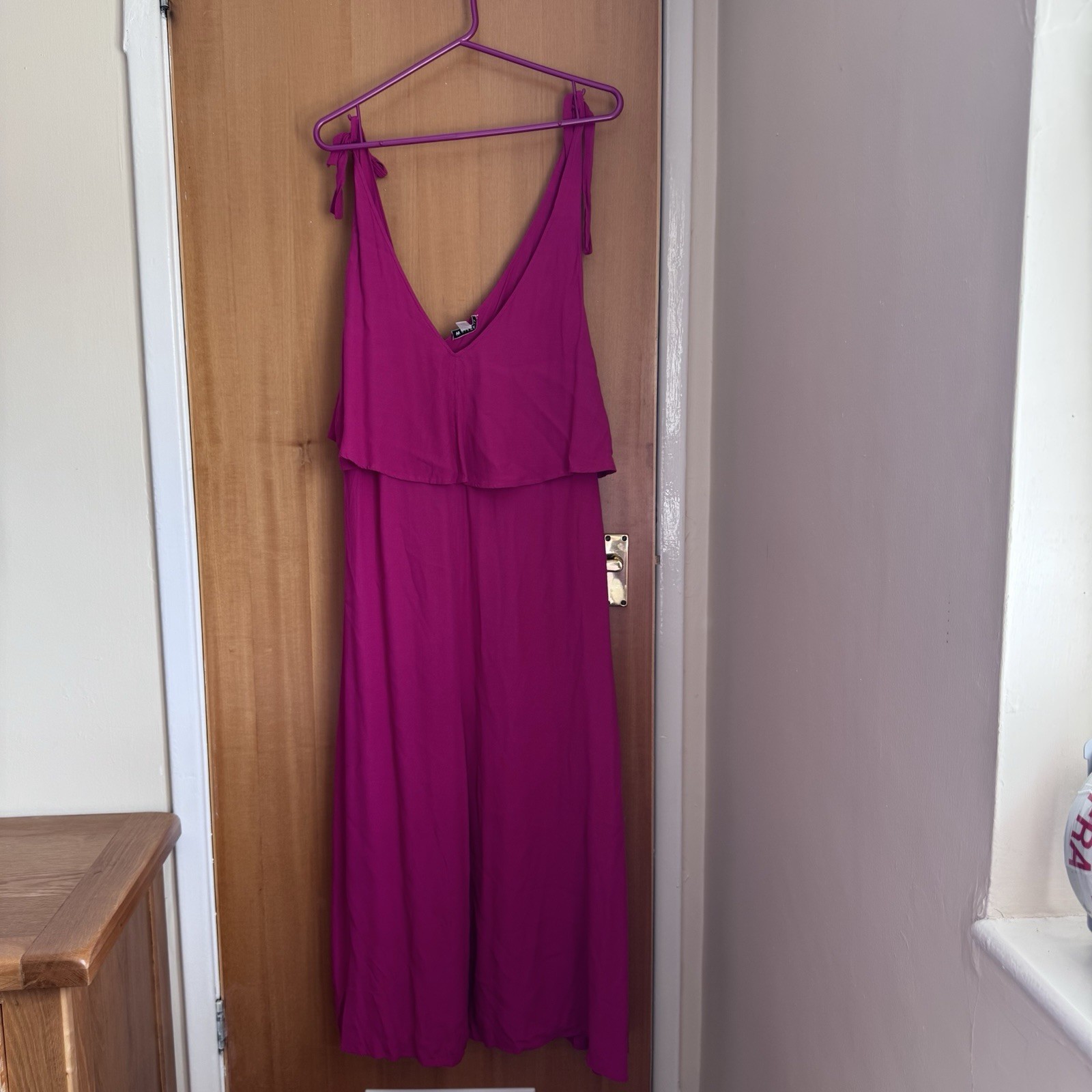 Whistles Pink Double Layer Maxi Dress Size 16 Adjustable Straps Viscose Summer