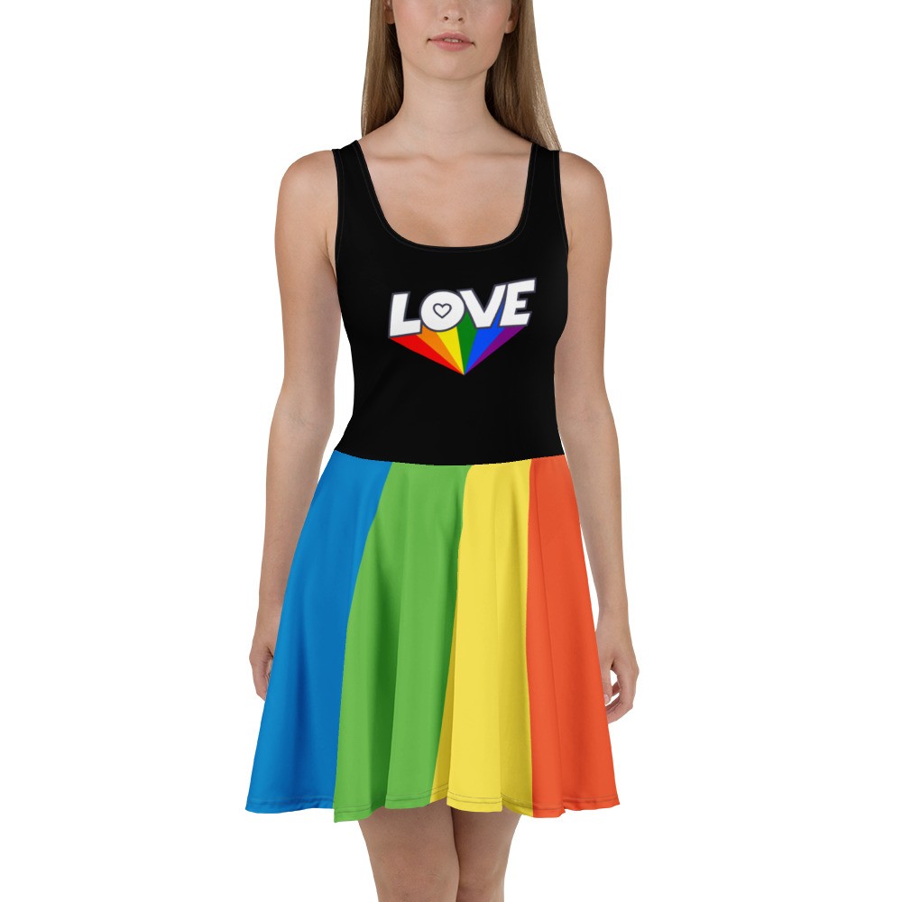 Love Graphic Rainbow Pride Designer Original Summer Skater Dres