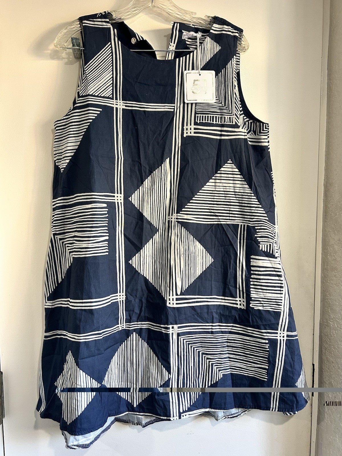 Civico 51 a Line Dress Made in Italy, Size Large, Cotton, Slvless New with tag
