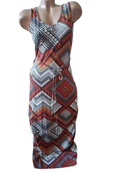 Atmosphere Maxi Dress NWT UK 14 L Geometric Geometric Drawstring Viscose Summer