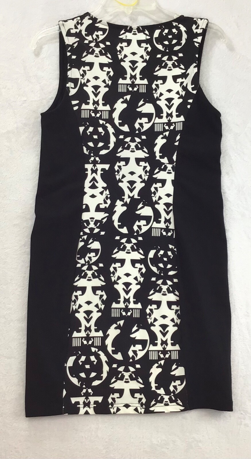 JJ Authentic / Black Tribal Print Bodycon Cocktail Front Zip Mini Dress / Size L