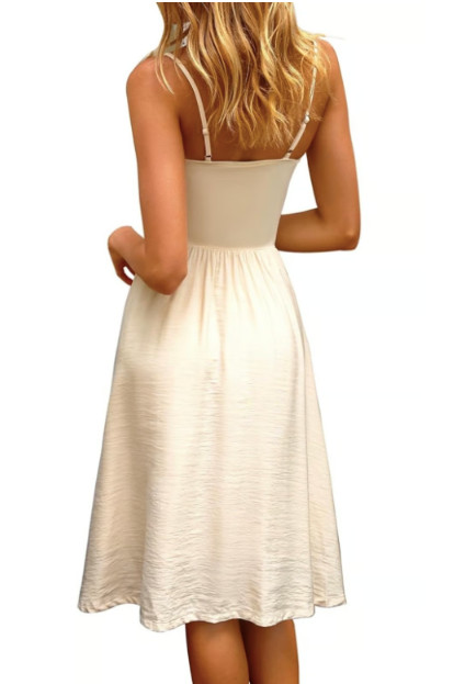 CHYRII Women’s Fashion Summer Sweetheart Neck Corset A-Line Mini Sundress (M)
