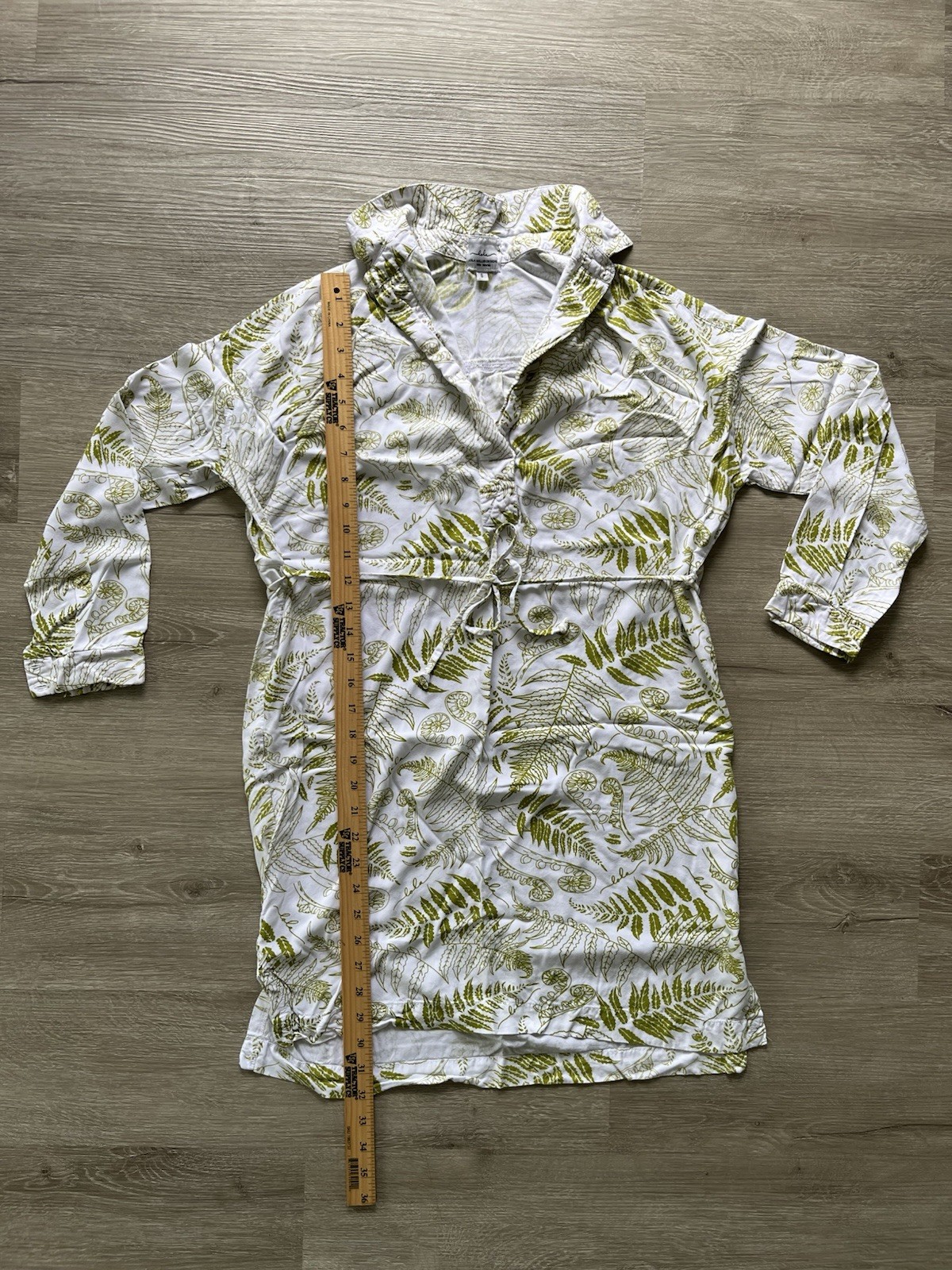 SIMPLY SISTERS women’s SMALL Dress white/light green FERN print **SEE LAST PHOTO
