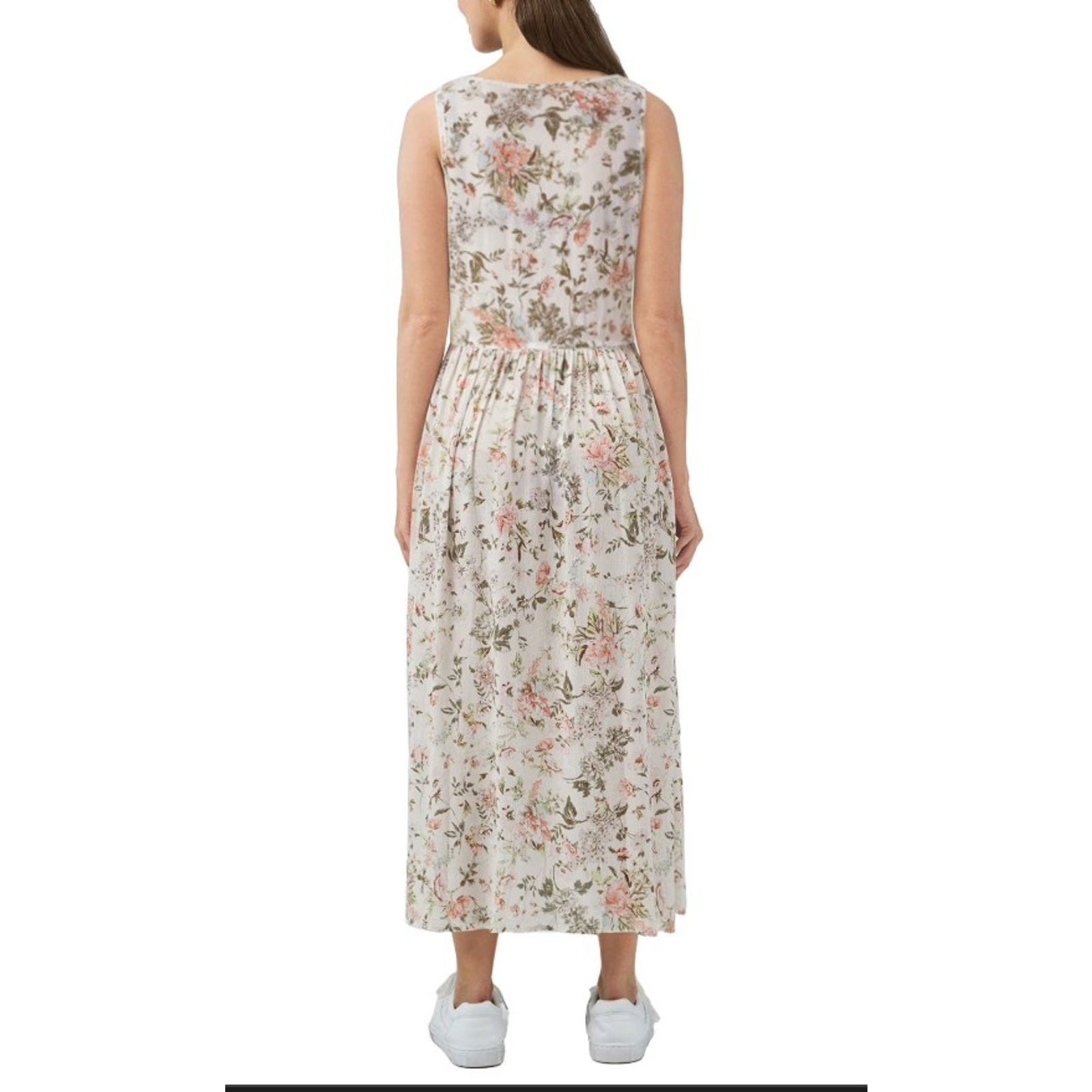 Frye white floral midi sleeveless prairie cottagecore dress sz L