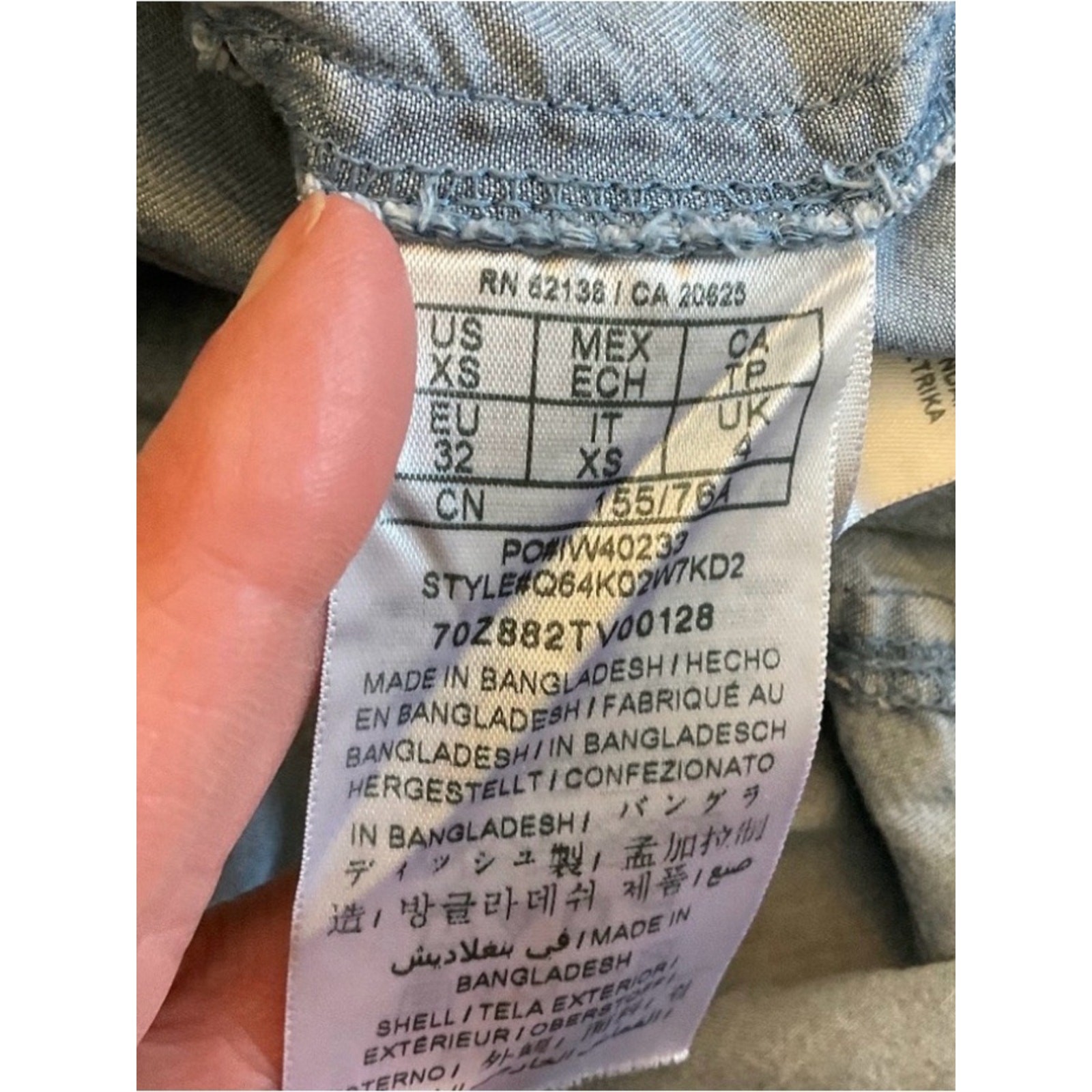 Guess Women’s Light Blue V-Neck Short Sleeve Chambray Mini Dress belt XS