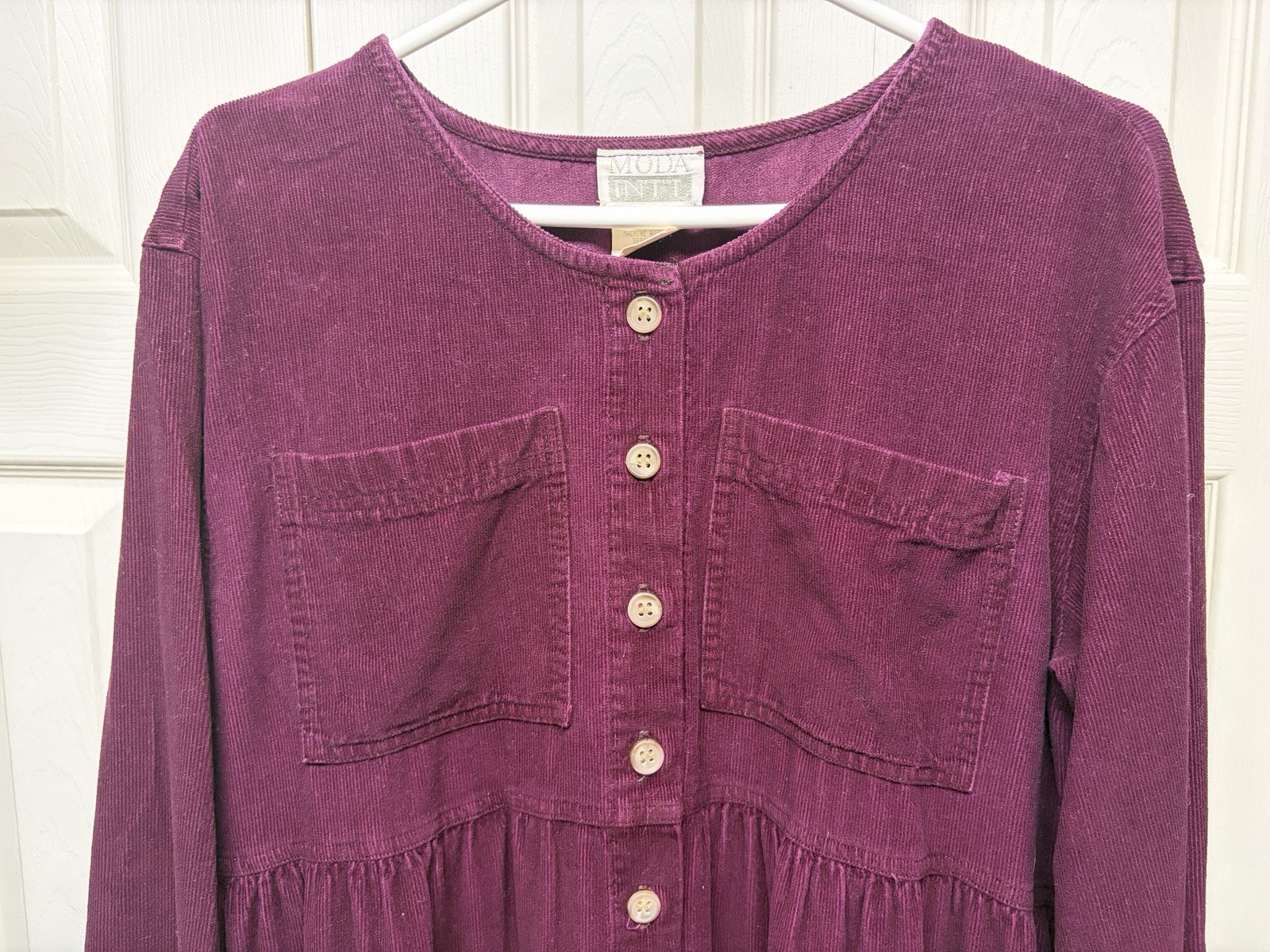Moda Intl Purple High Waist Corduroy Dress Pockets Excllnt Victoria Secret Sz 12
