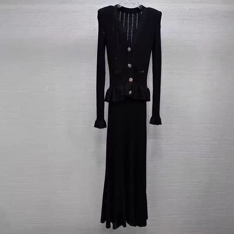 Self Portrait Women’s V-neck Knitted Ruffle Edge Dress