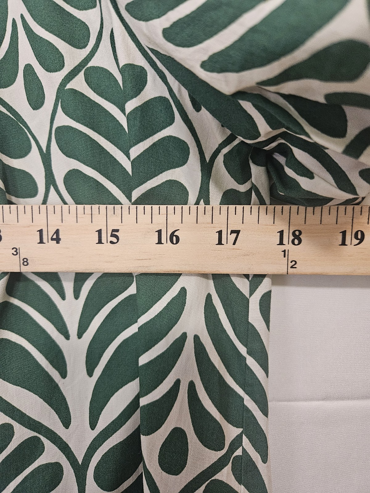H&M Green and Cream Leaf-Print Mini Dress