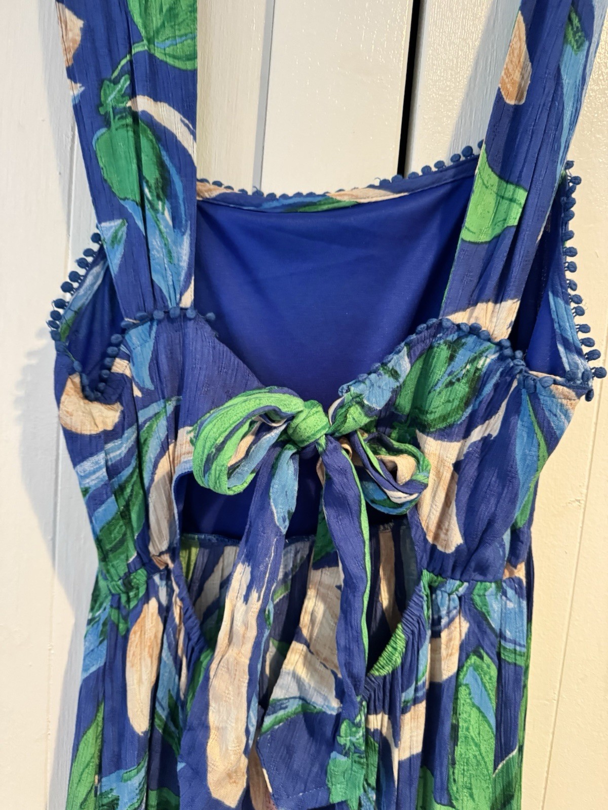 NWT Women’s Summer Maxi Sundress open back blue green tan size medium