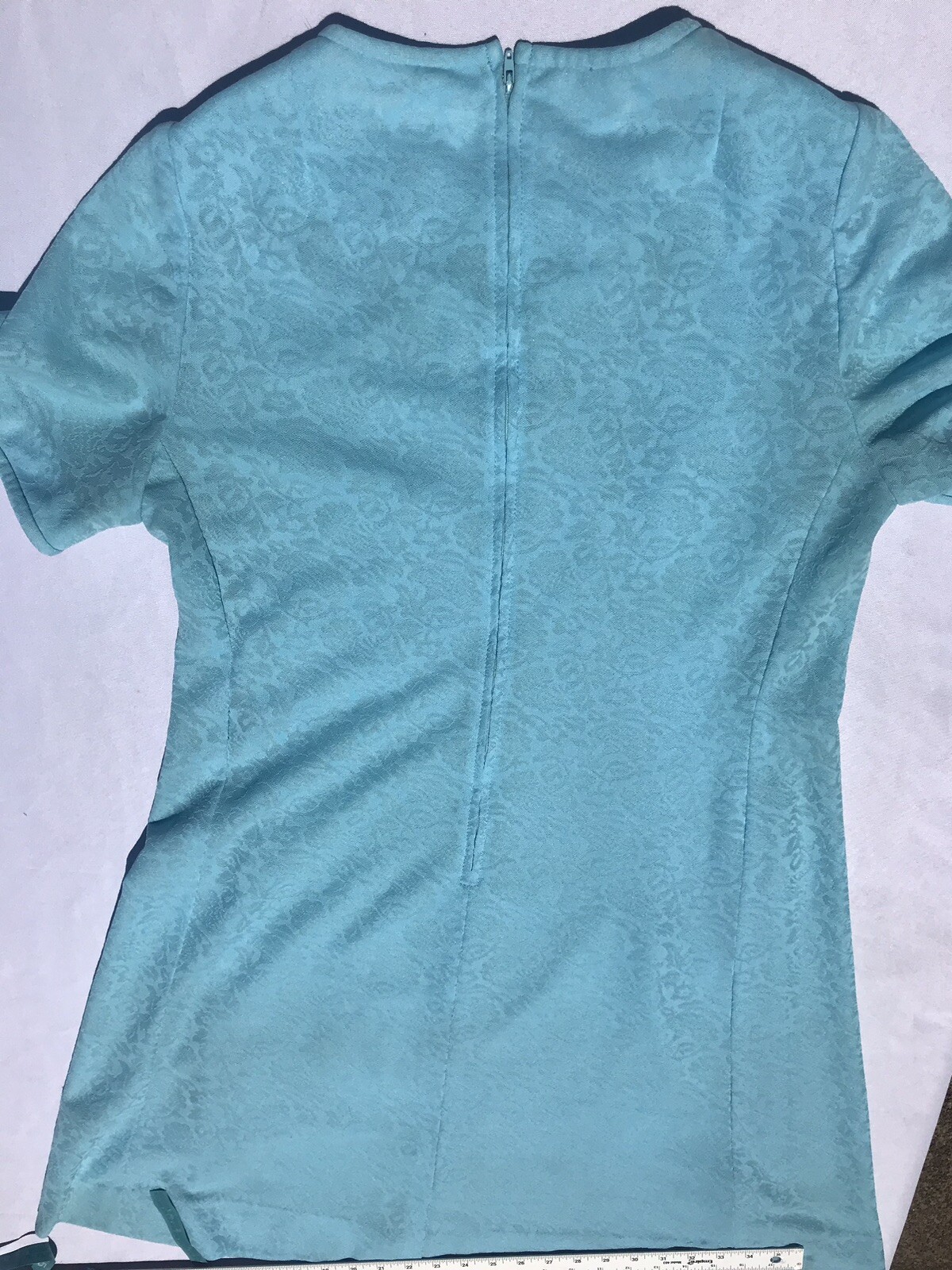 Vtg 60S MOD Lady Mendel Knits of Distinction Dress Small A line Blue Floral