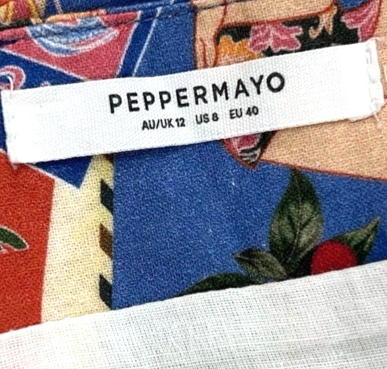 PEPPERMAYO Women’s 8 Strapless Dress Linen Blend Mini Tropical Rio Travel Beach