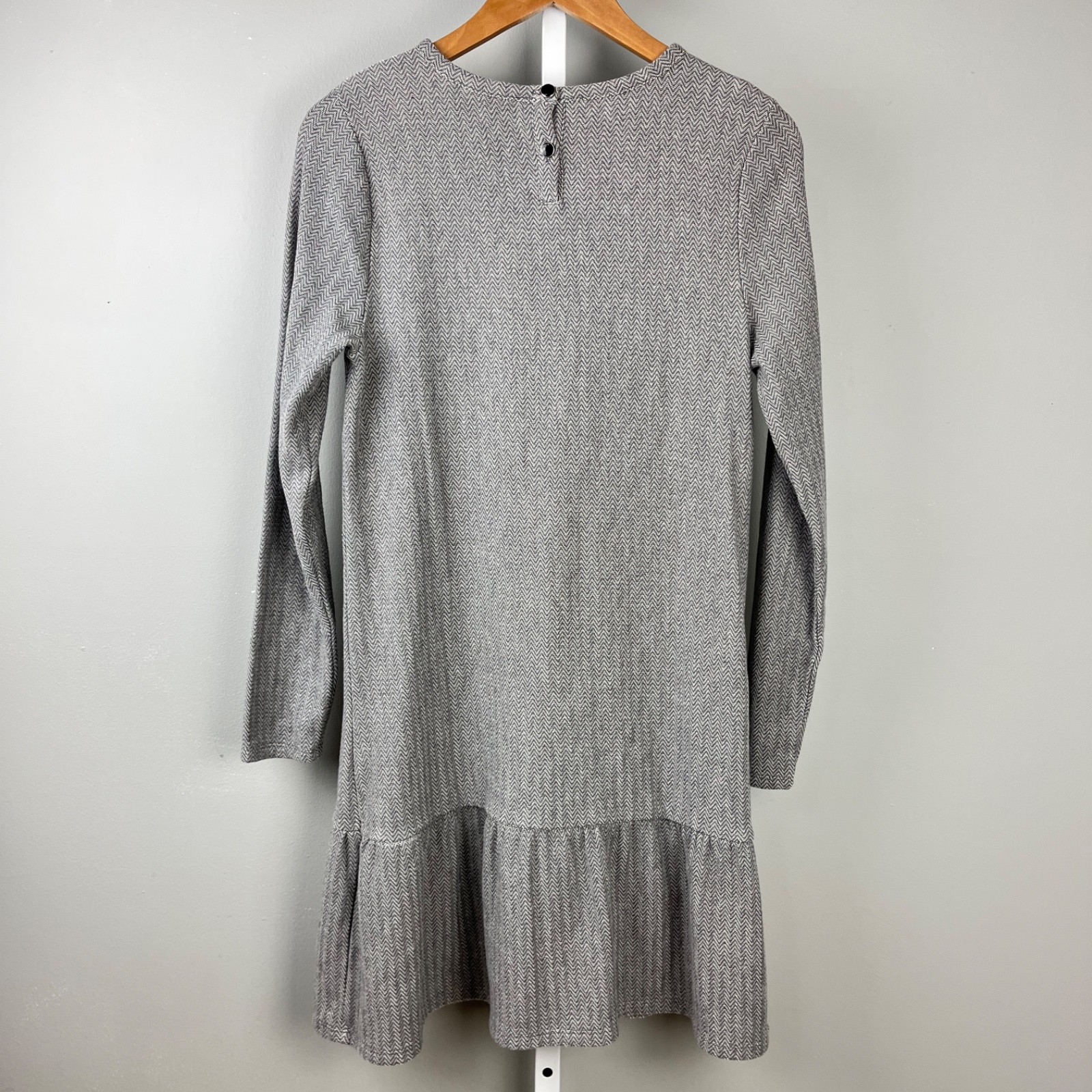 Ann Taylor LOFT Herringbone Dress Womens M Gray Preppy Classic Academia