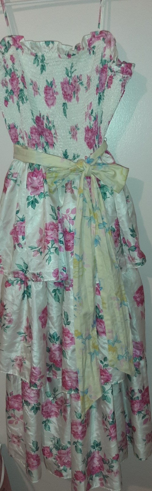 LoveShackFancy Elise White Pink Green Floral Satin Original Ribbon S Whimsical