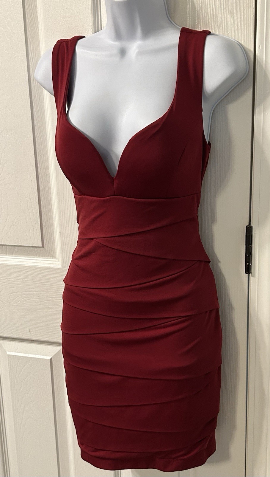 Windsor Burgundy Deep Red Wiggle Ruched Padded Party Dress Romantic Large Goth