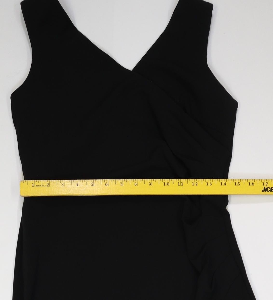WOOSEA Dress Womens L Black Sleeveless V Neck Wrap Maxi Formal Party Gown