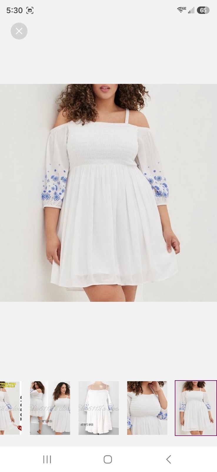Torrid White Blue Floral Embroidered Cold Shoulder A-Line Knee Dress 3 Plus