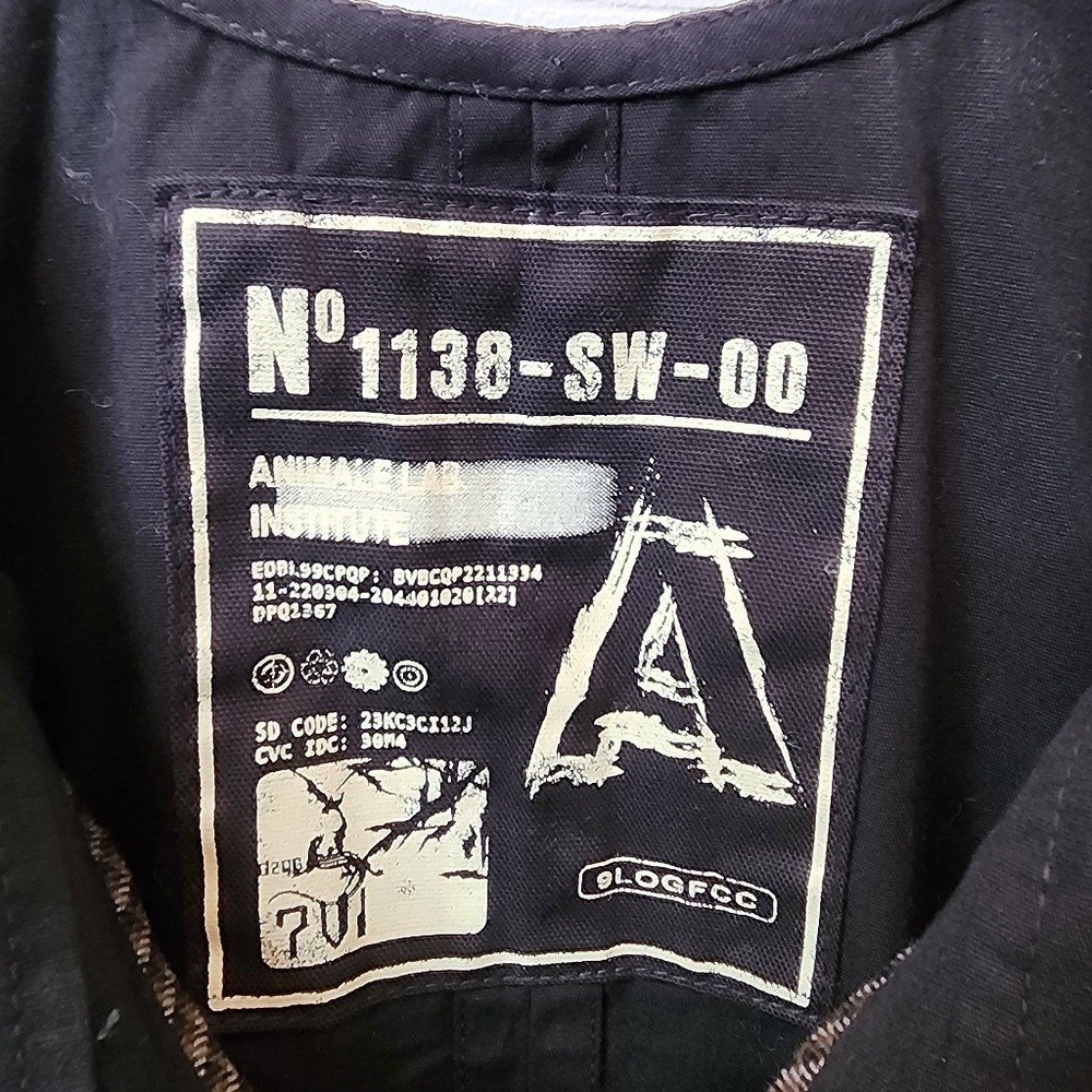 Animale Lab Institute Black Cotton Zip Pinafore Cargo Pocket Dress No. 1138-SW-0
