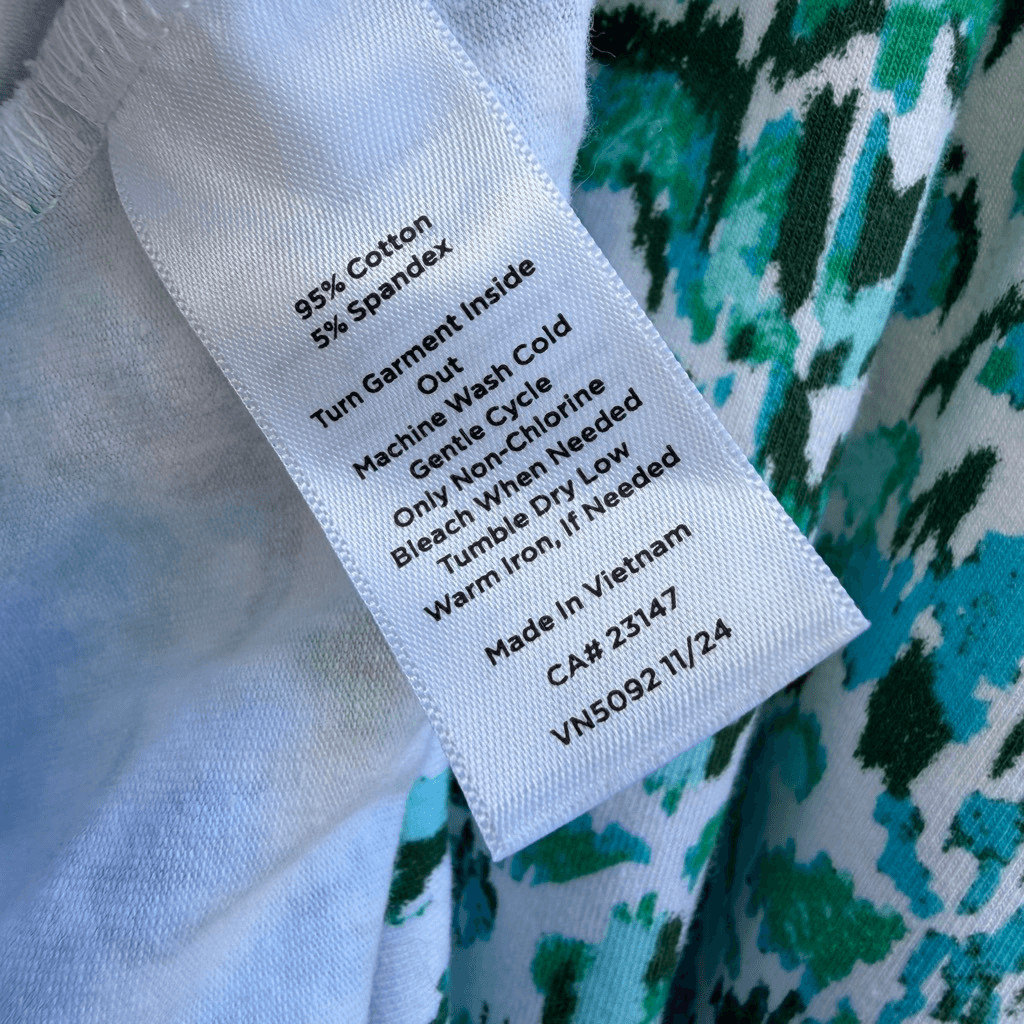 Talbots Women’s Ikat Floral Print Sleeveless Midi Dress White Blue green 2X NEW