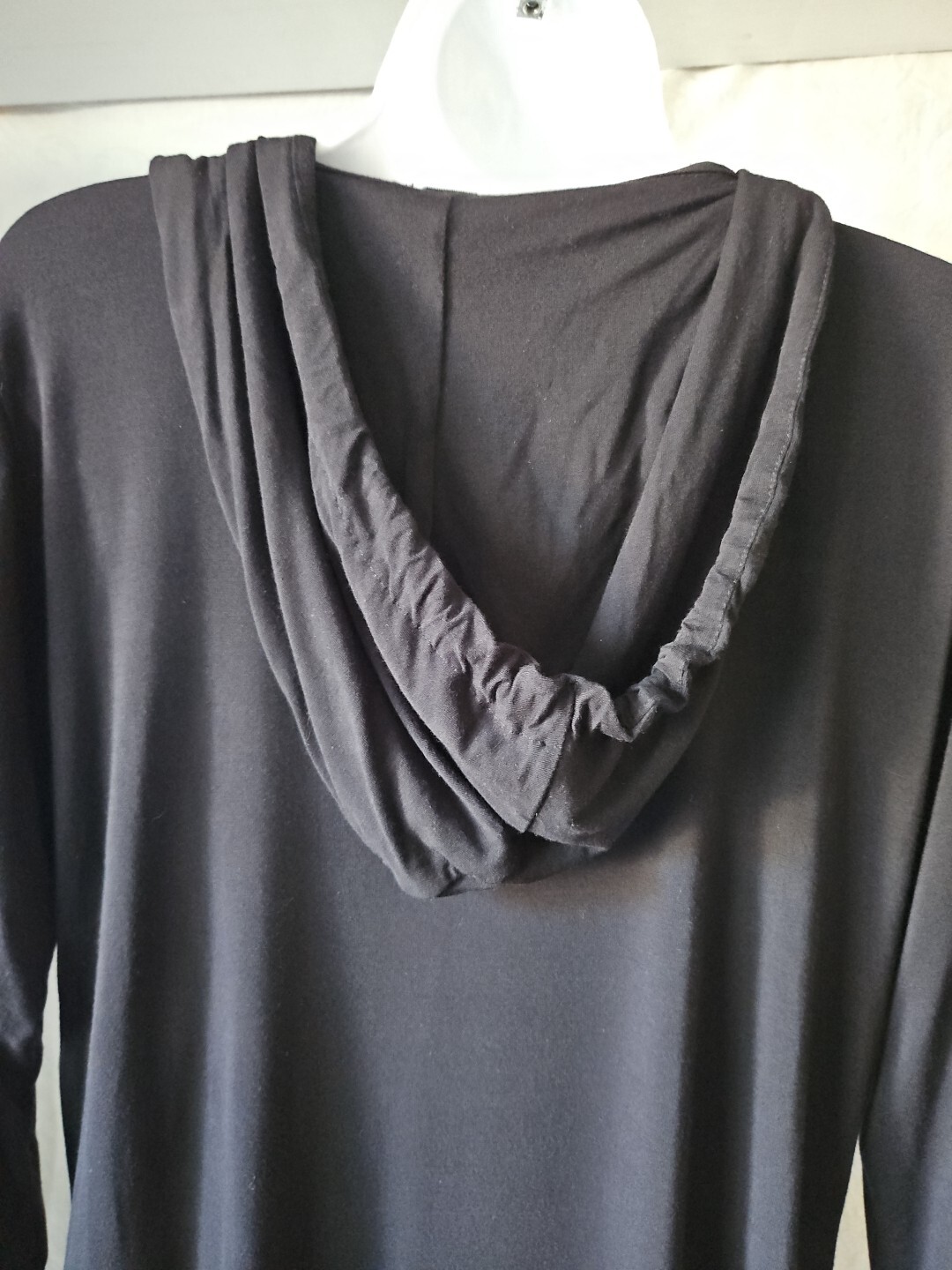 Jones New York Cover Up Dress Sz S Black Lightweight Jersey Hooded Pockets Swim