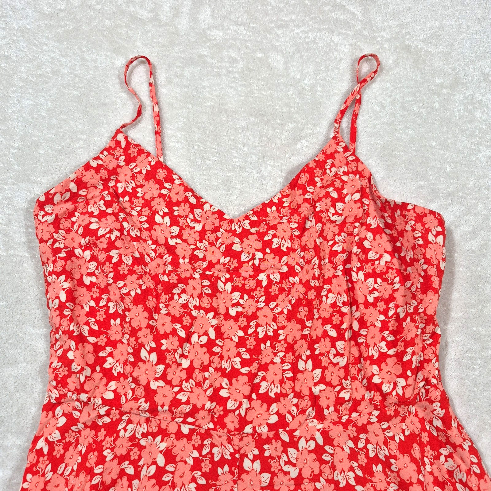 Gap Floral Sundress Women’s Small Orange White Fit & Flare Vacation Summer Boho