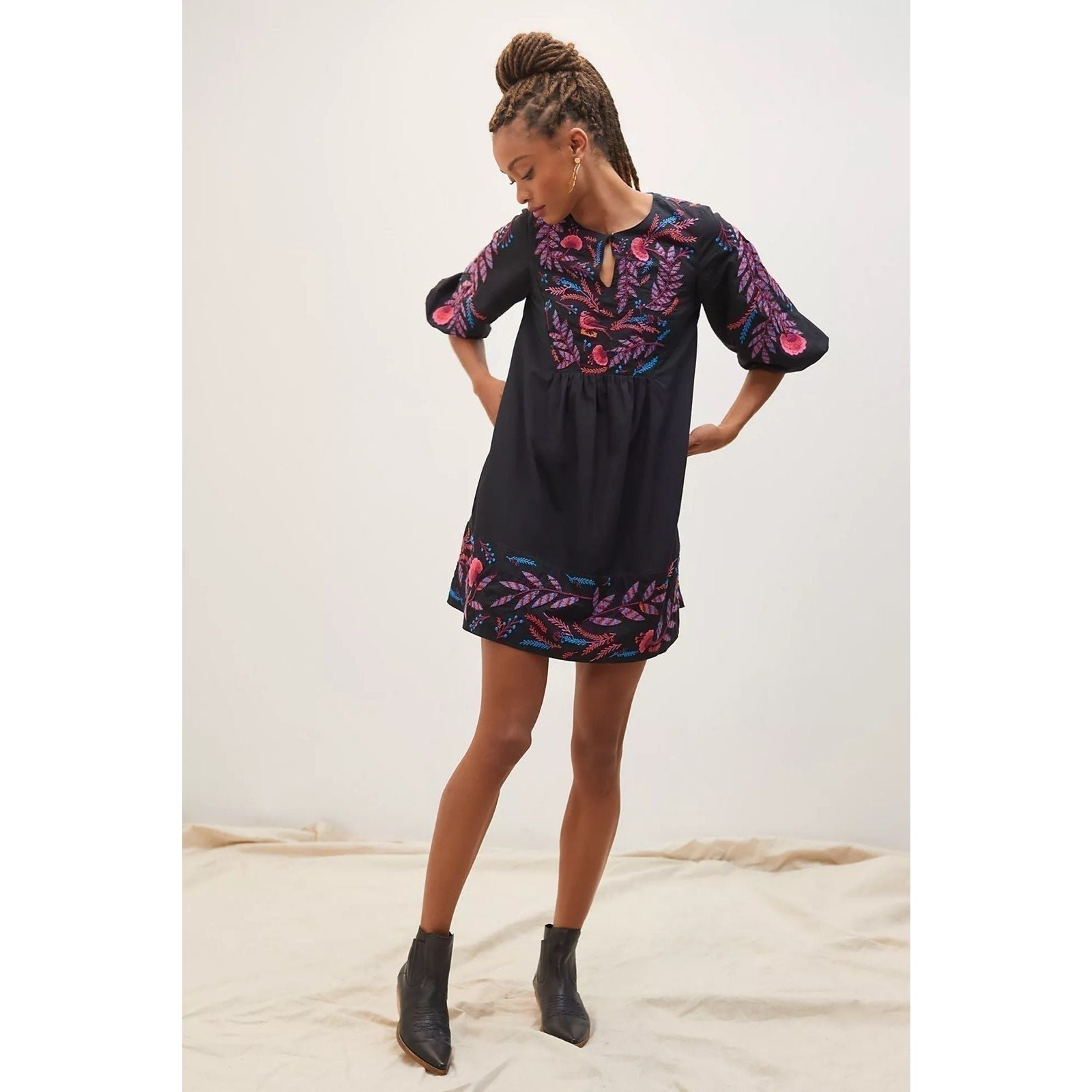 NWT❤️Anthropologie Maeve Embroidered Tunic Dress szL