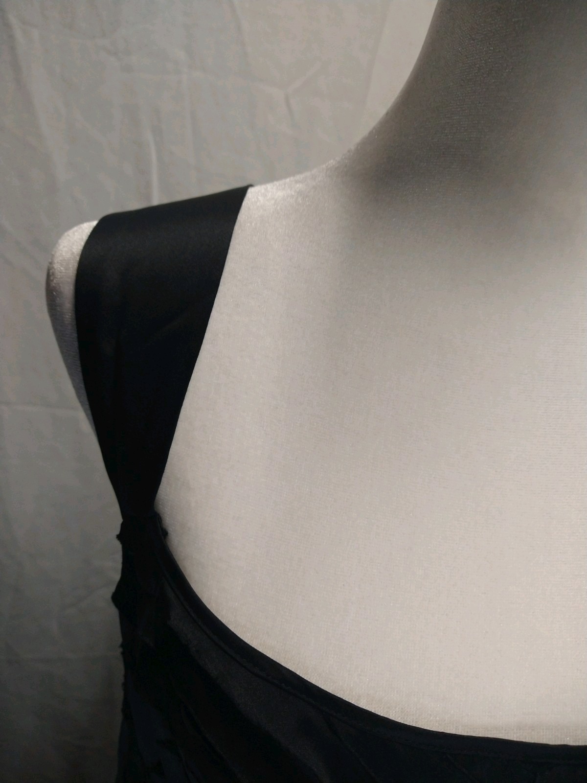 Asian Silk Little Black Dress Open Knit Raw Hem Dark Romantic Goth Punk Size L