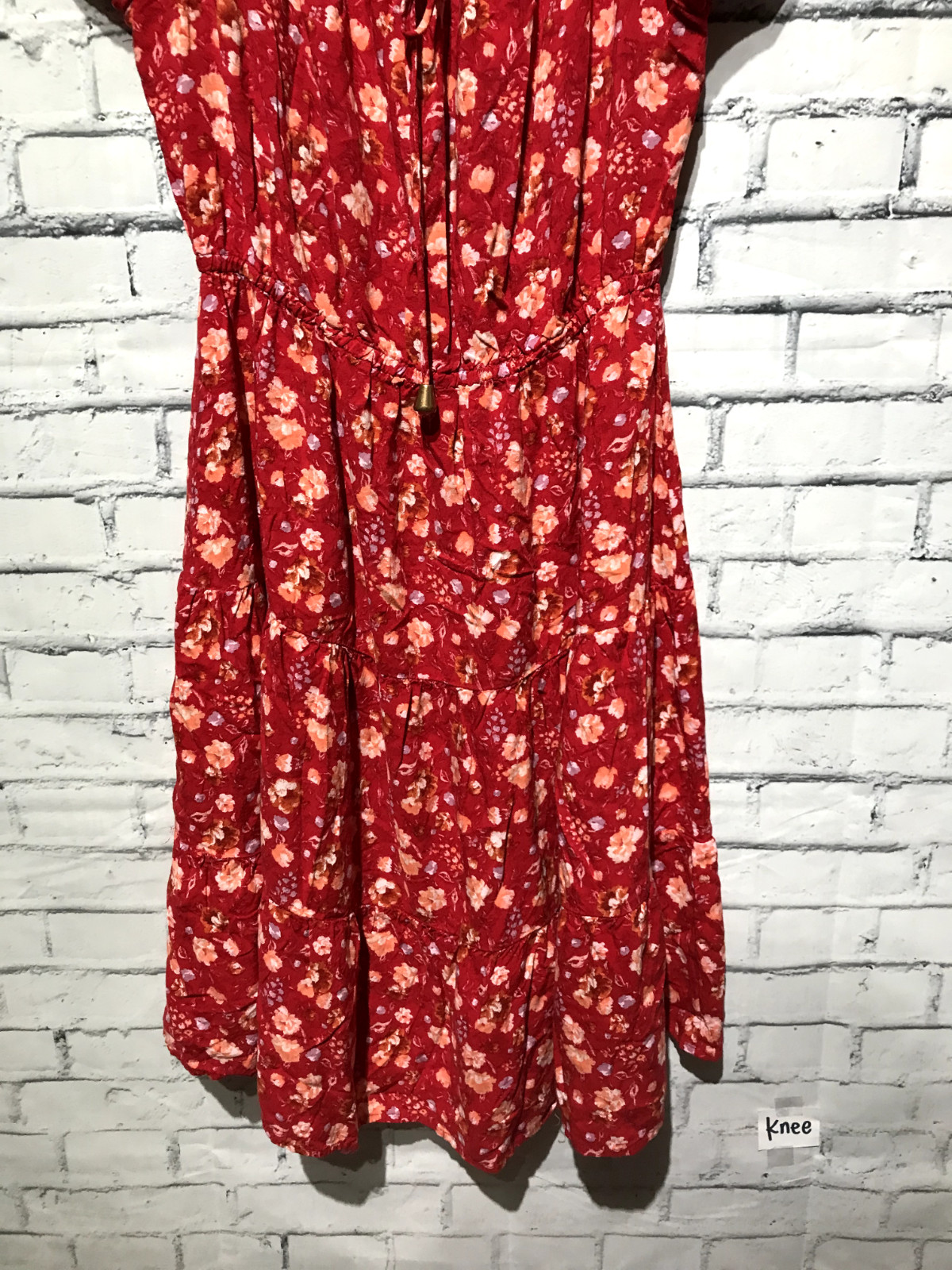 Indigo Rose, Women M, Red Short Sleeve Floral Cottagecore Tunic Dress
