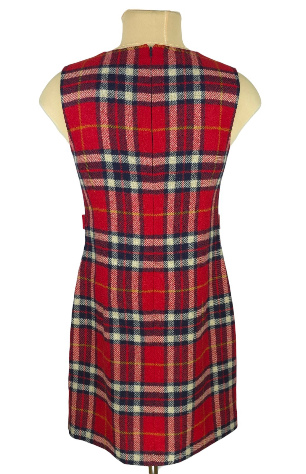 Hobbs Moon Red Wool Tartan Check Tweed Dress Size UK 10 / US 6 (S)