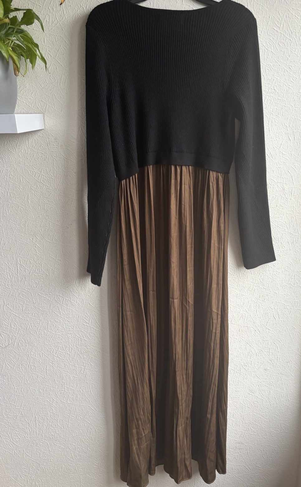 ANTHROPOLOGIE Thea Twofer Sweater Maxi Dress Scoop Neck Black UK 1XL RRP £148