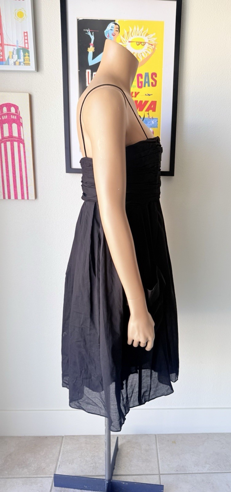 NWT Taylor Black Strapless Ruffle Bodice Dress with Pockets