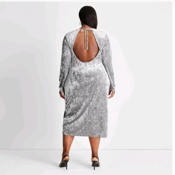 Future Collective Velvet Ruched A Line Dress Women’s Open Back – Size Large