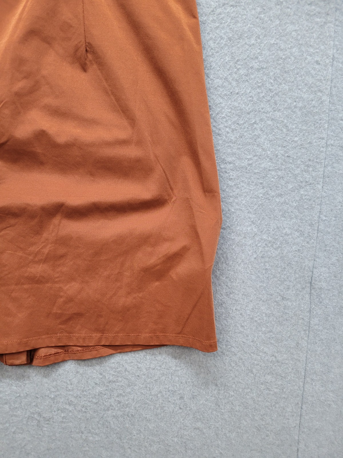 MNG Women Dress 6 Rust Ruched Short Puff Sleeve Collared Slim Shirt Mini Fit